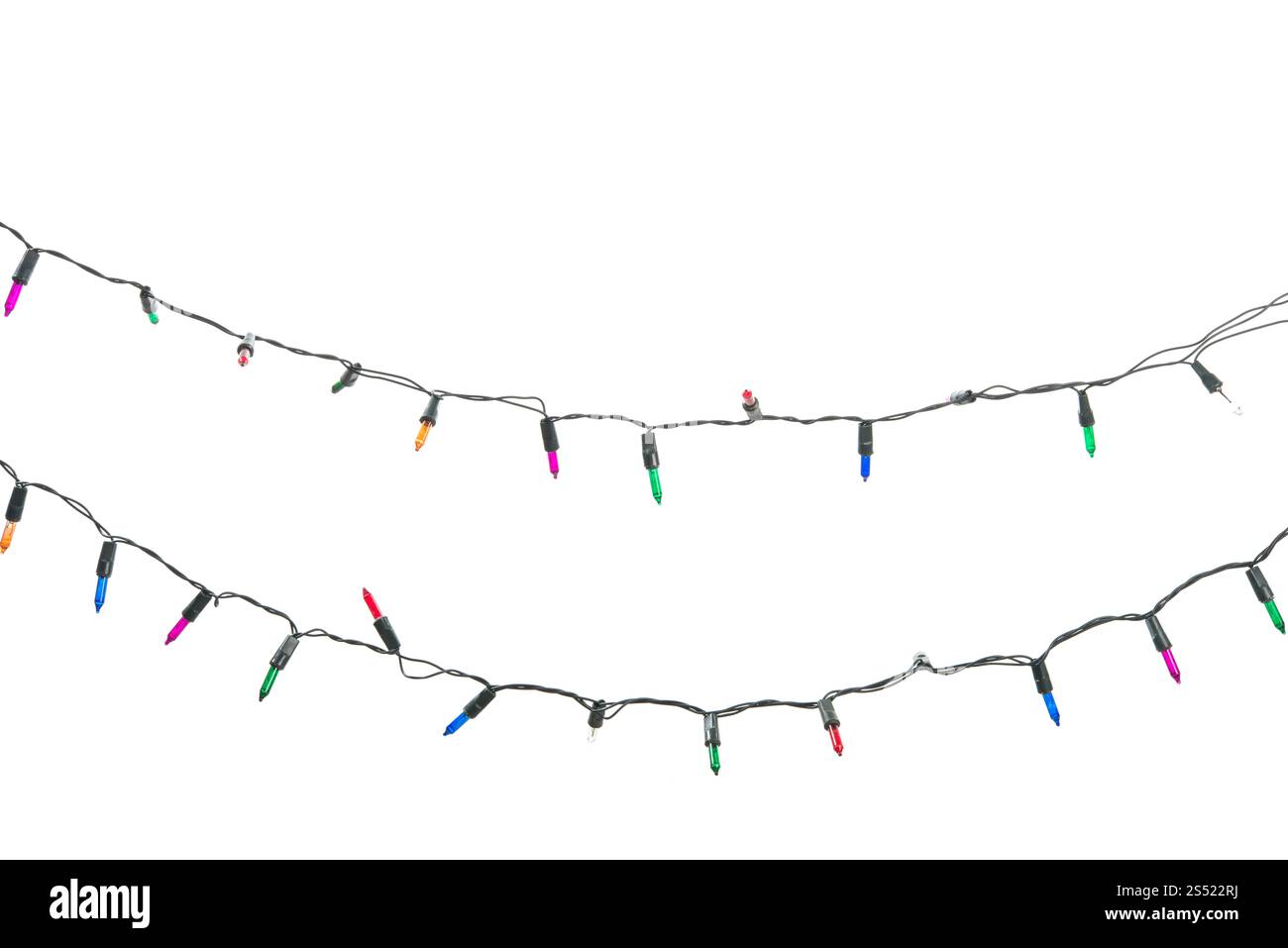 string wired bulbs on white background. Stock Photo
