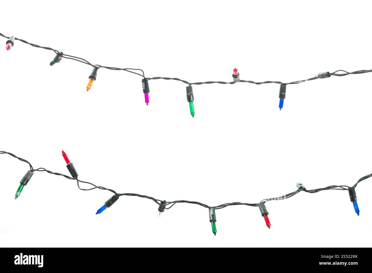 string wired bulbs on white background. Stock Photo