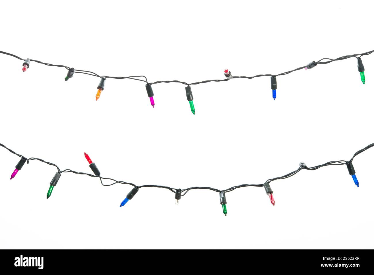 string wired bulbs on white background. Stock Photo