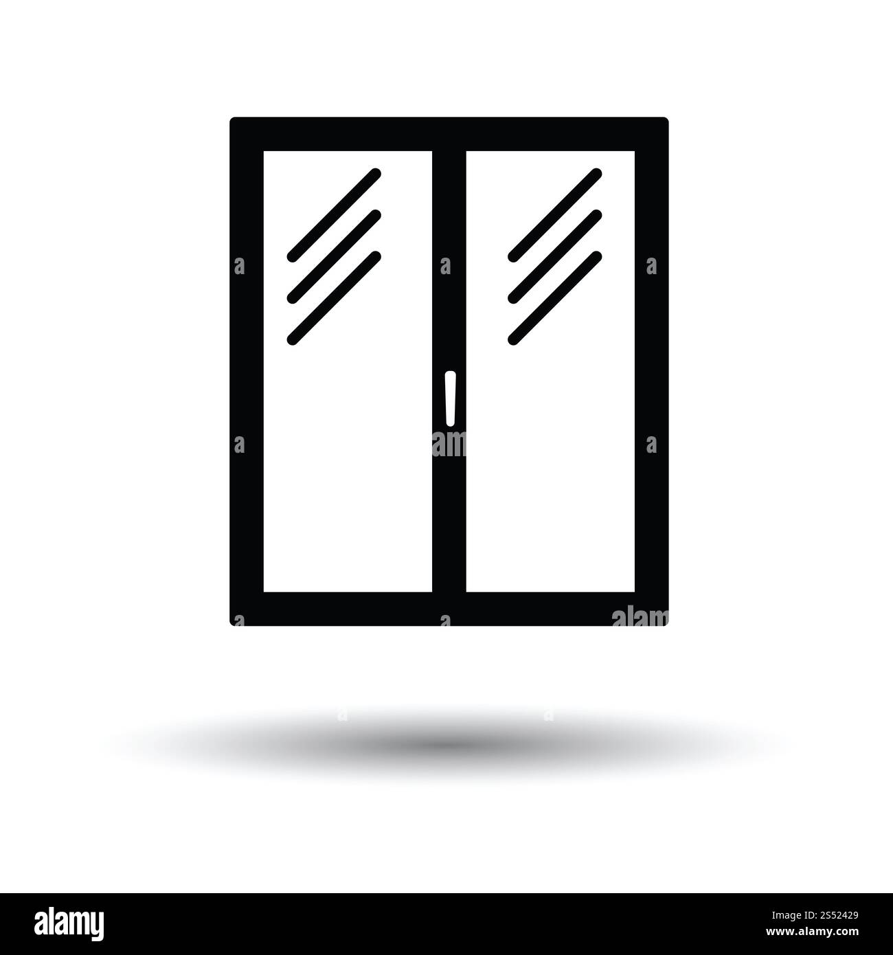 Icon of closed window frame. White background with shadow design ...