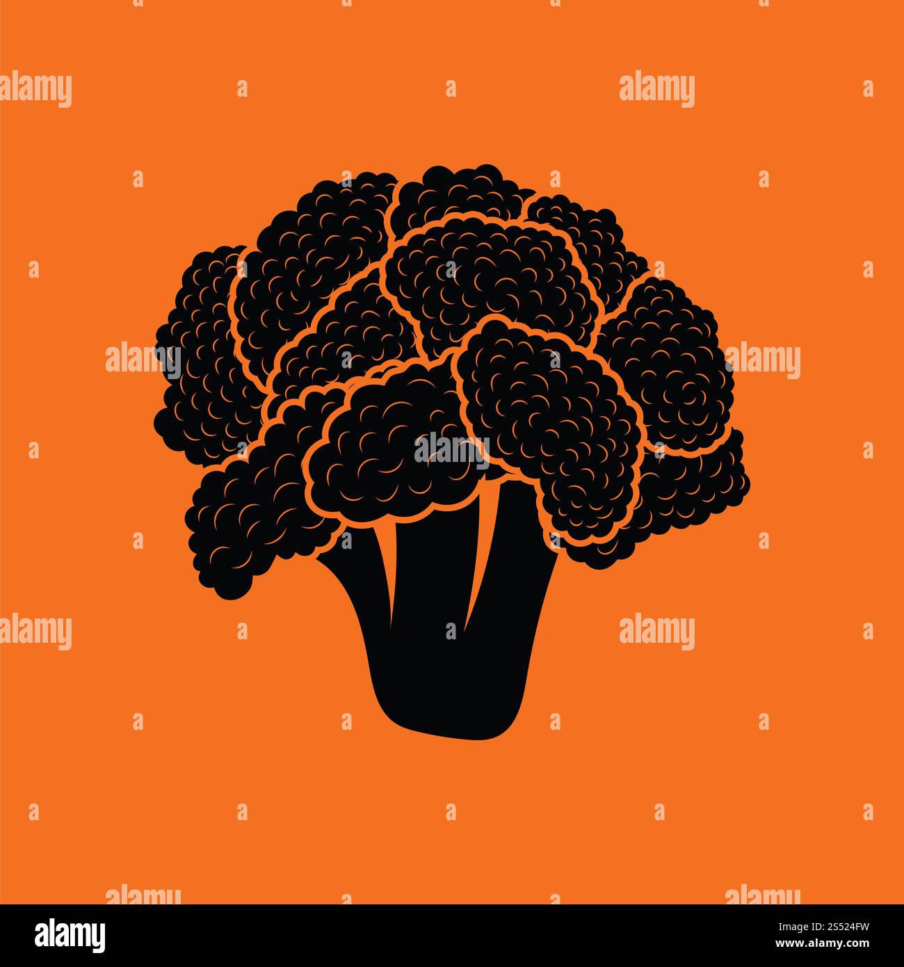Cauliflower icon. Orange background with black. Vector illustration ...
