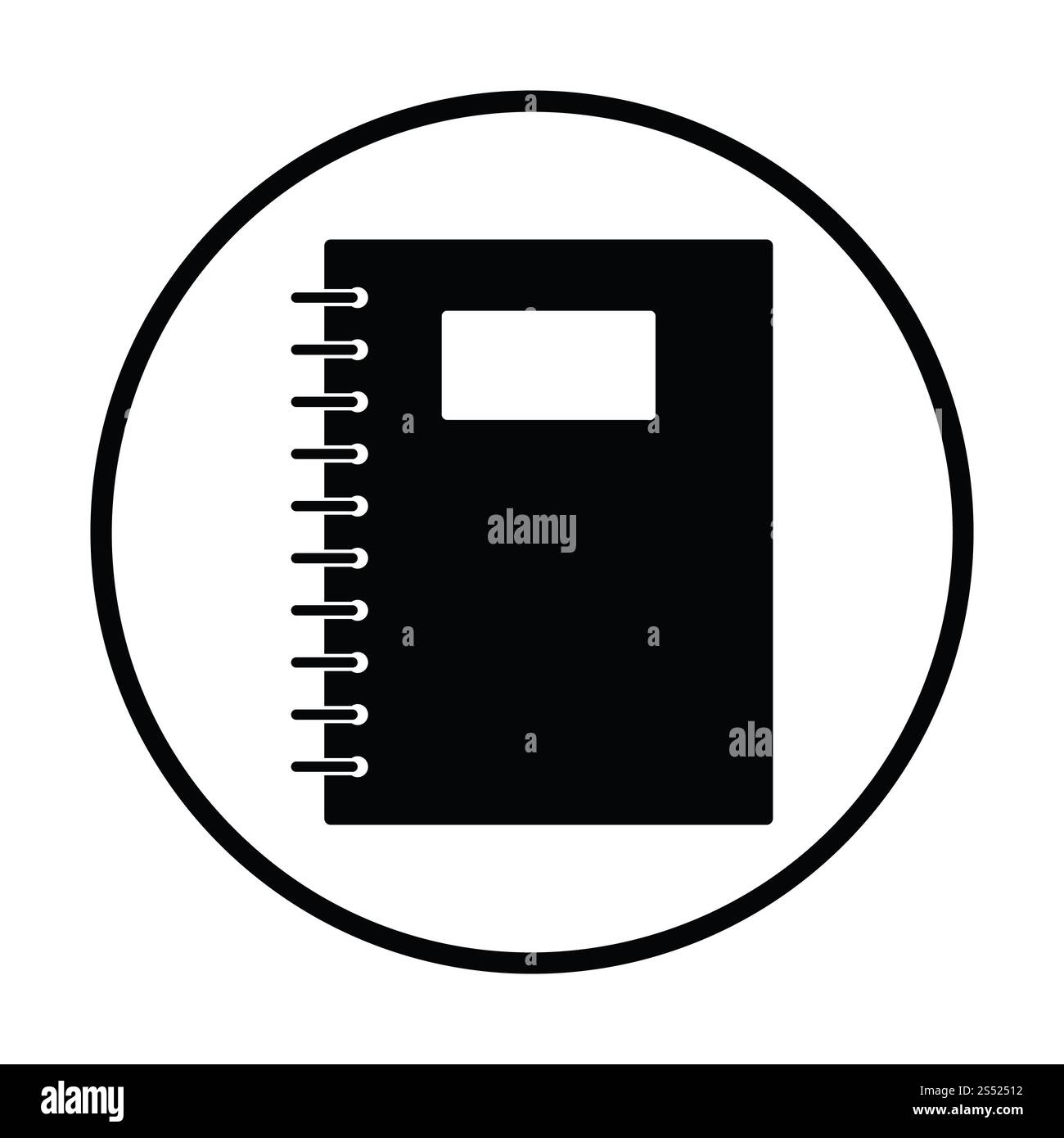 Exercise book with pen icon. Thin circle design. Vector illustration ...