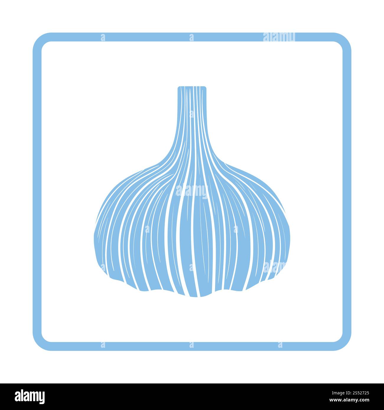 Garlic icon. Blue frame design. Vector illustration Stock Photo - Alamy
