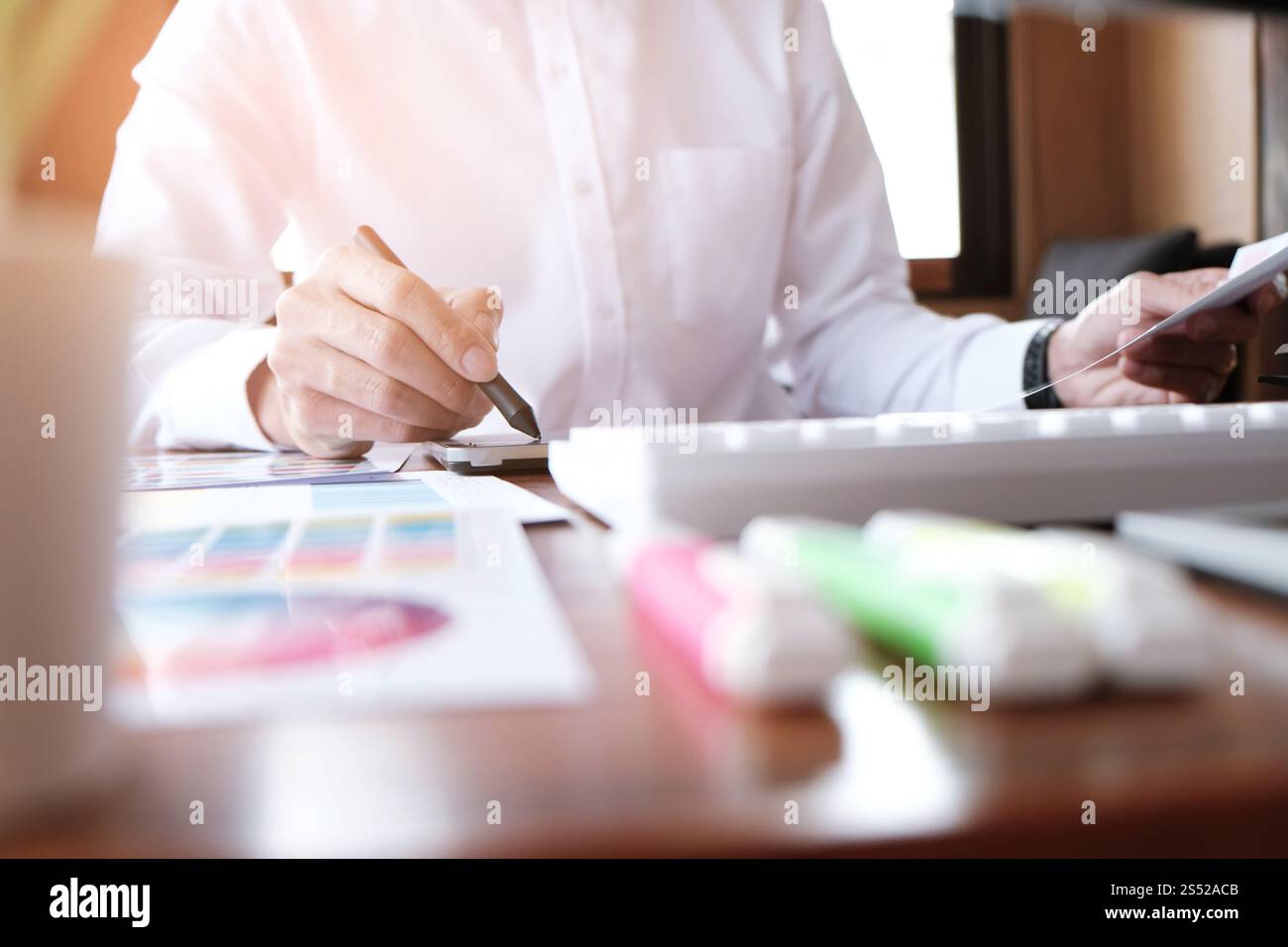 Graphic designer working on digital tablet. artist drawing on graphic ...