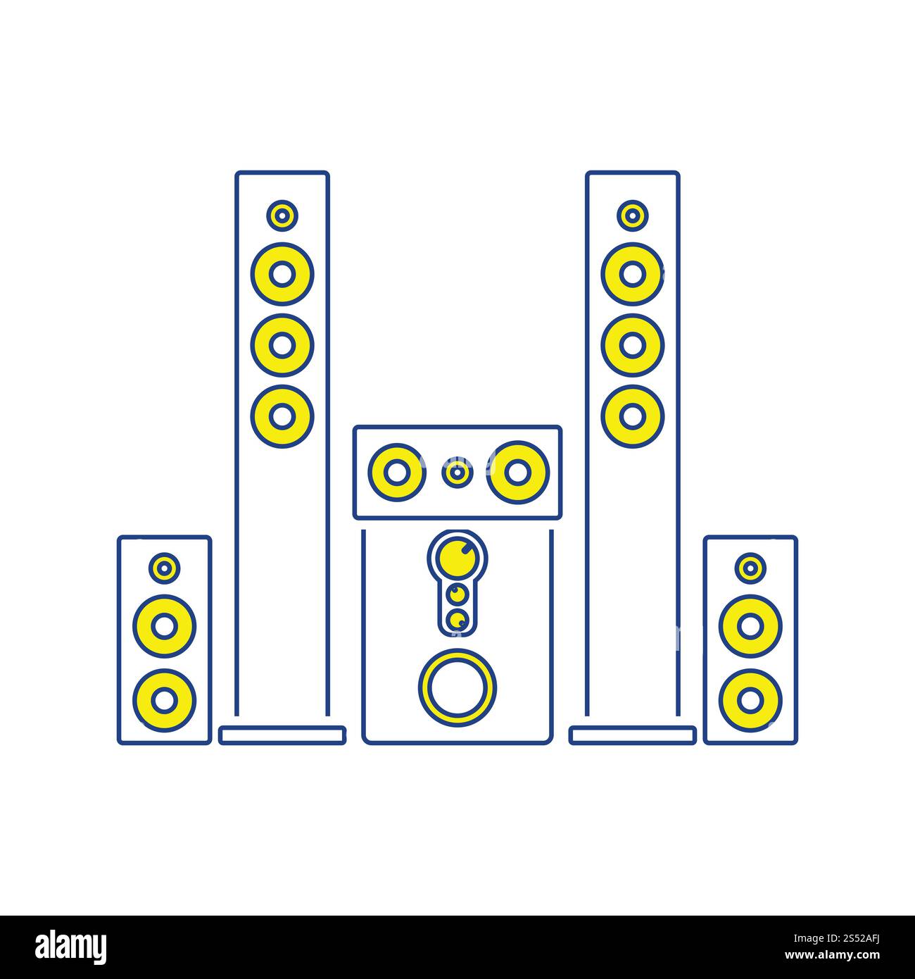 Audio system speakers icon. Thin line design. Vector illustration Stock ...