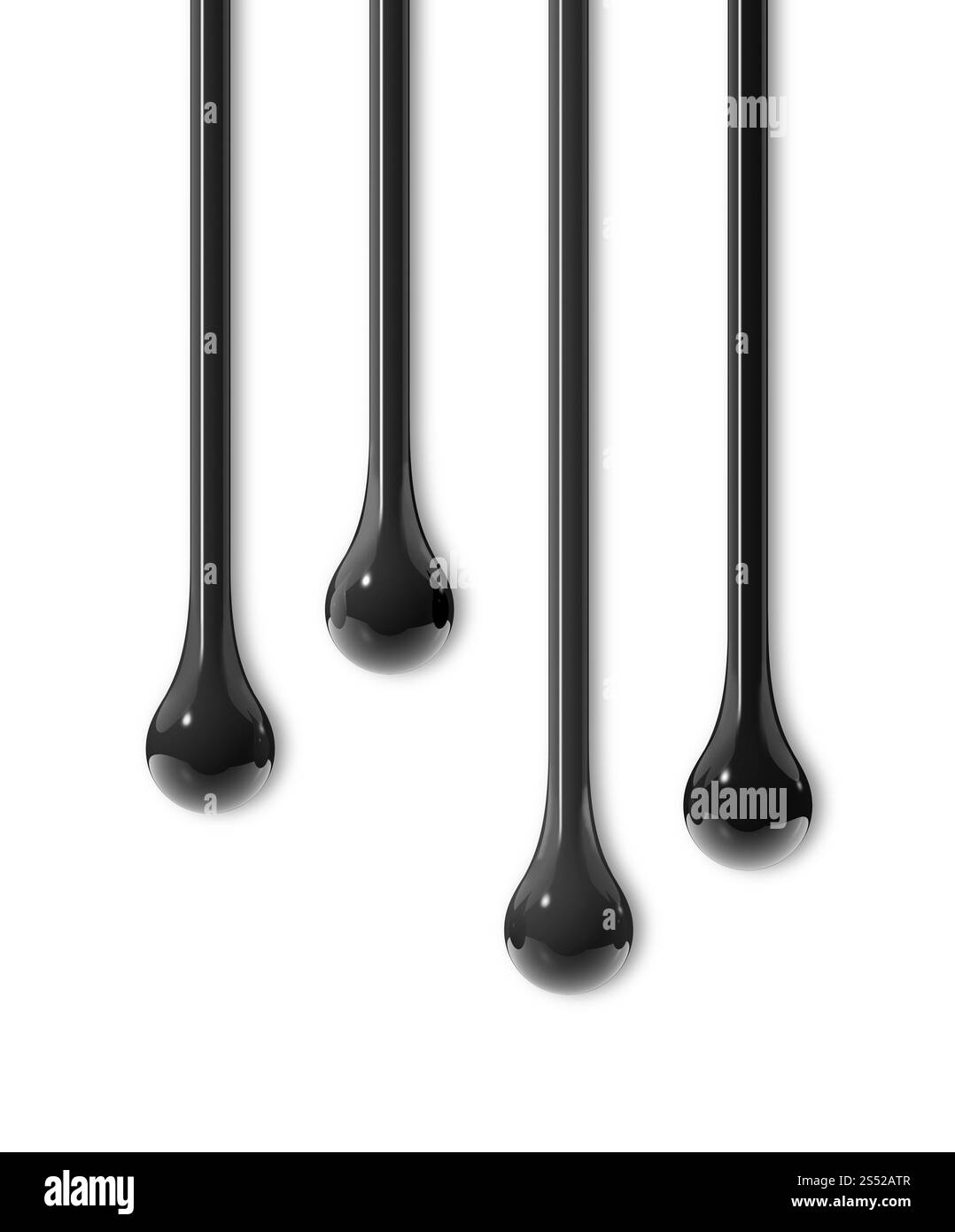 3d Black Ink Drops Isolated On White With Shadows Black Ink Drops