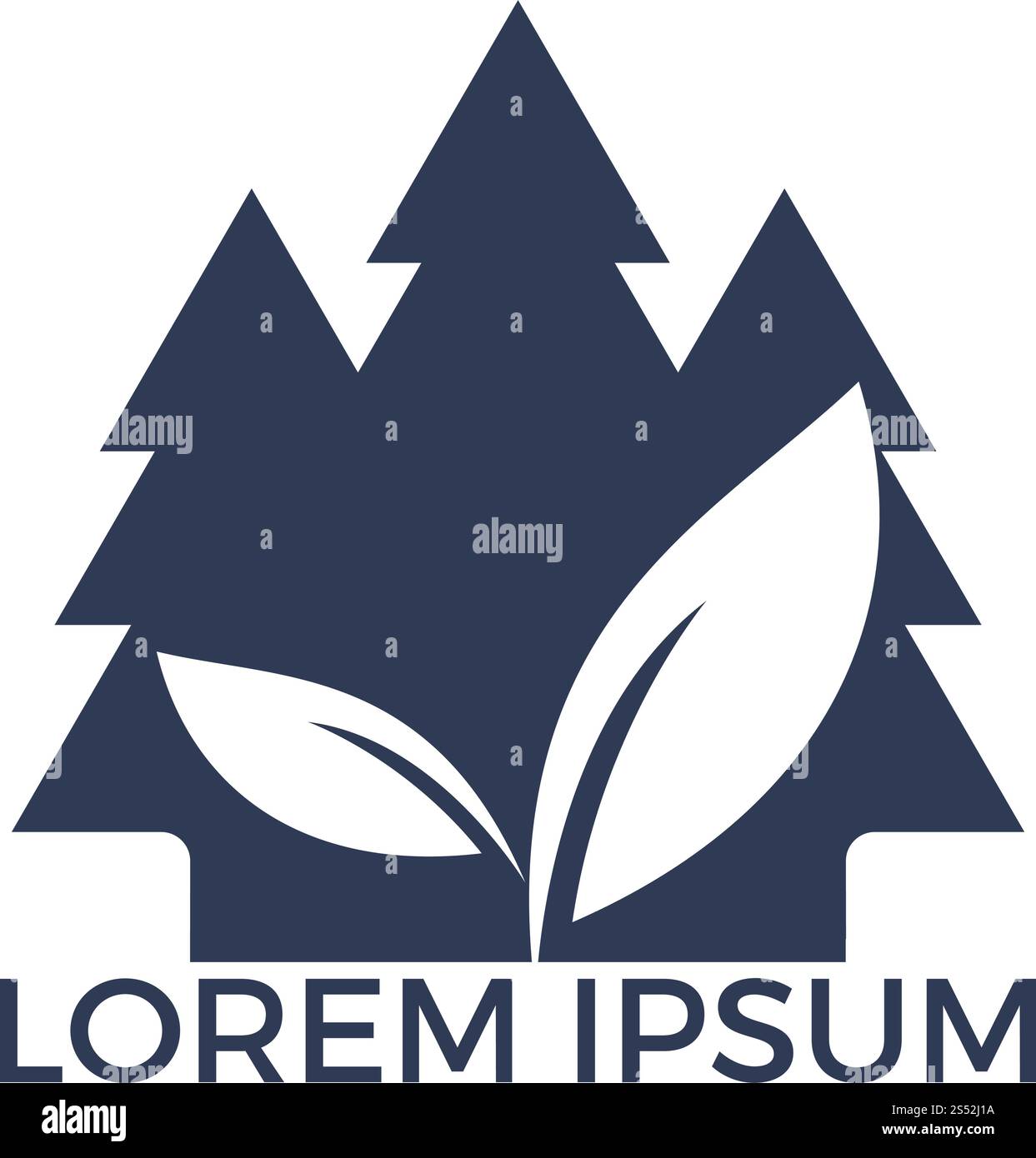 Pine tree and leaf logo design. Creative pine tree and leaves silhouette logo vector design. Stock Vector
