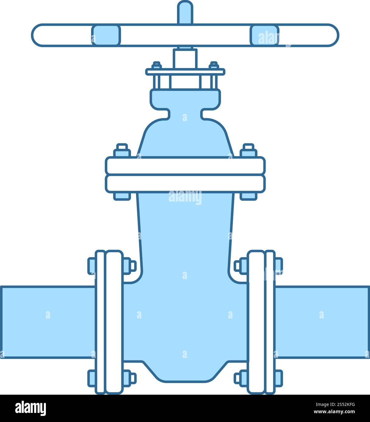 Pipe Valve Icon. Thin Line With Blue Fill Design. Vector Illustration ...