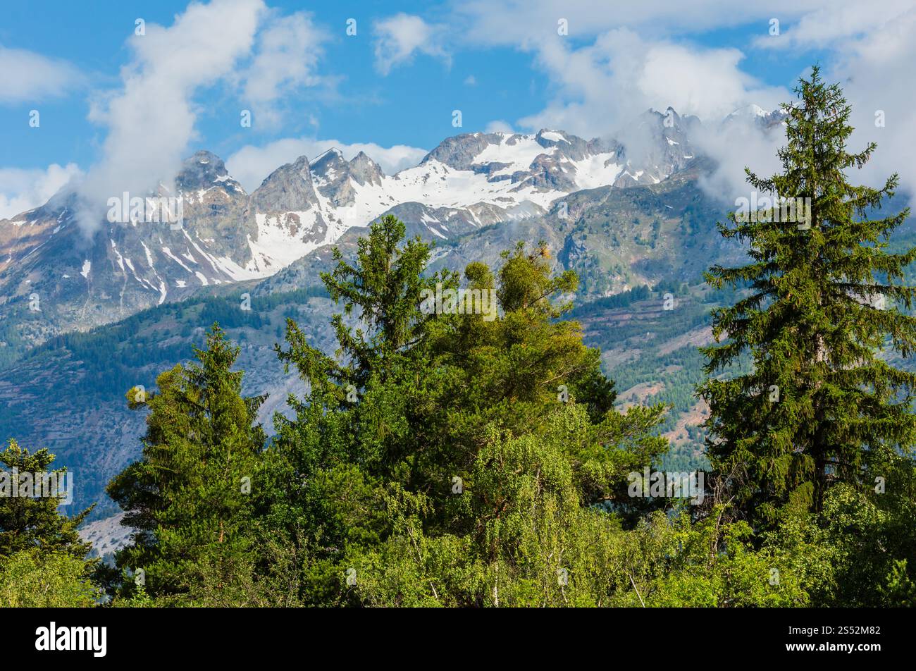 Summer Alps mountain beautiful peaceful landscape, Switzerland. Stock Photo