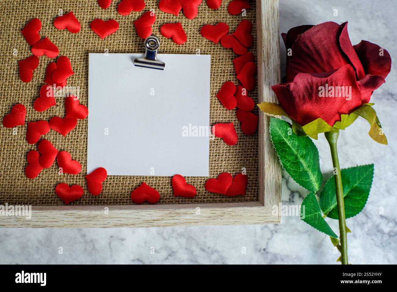 Valentines day background. Red rose with message card of Love romantic ...