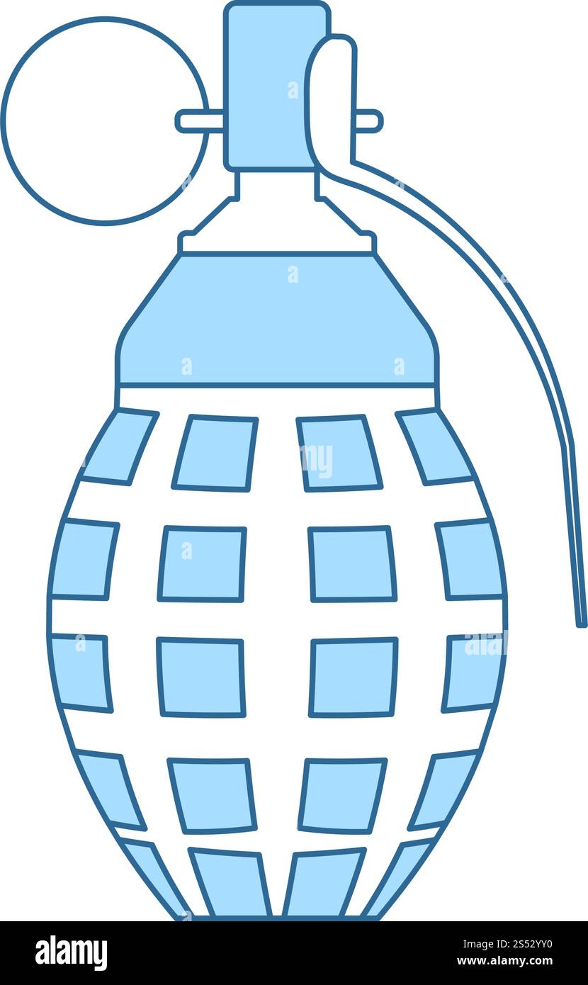 Defensive Grenade Icon. Thin Line With Blue Fill Design. Vector Illustration. Stock Vector