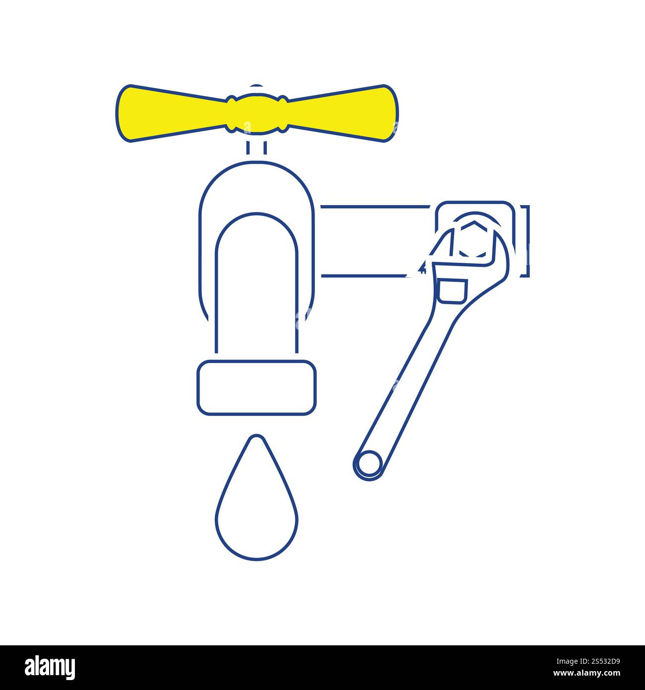 Icon of wrench and faucet. Thin line design. Vector illustration Stock ...