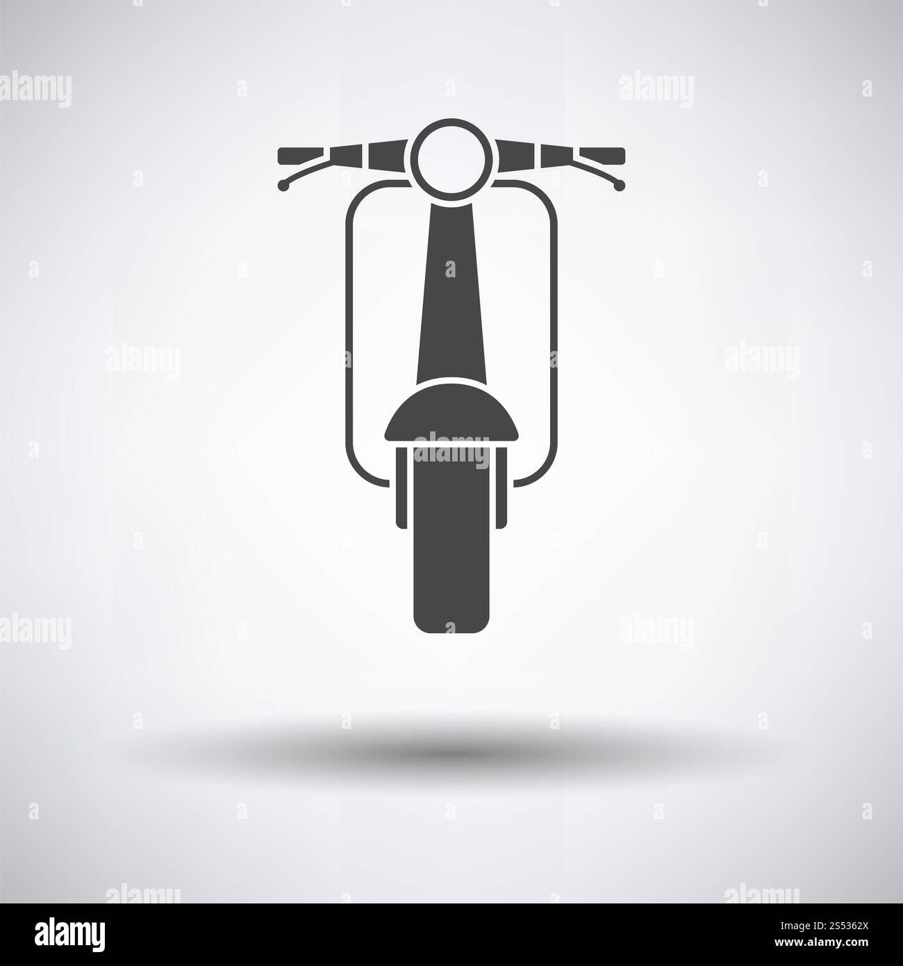 Scooter icon front view on gray background, round shadow. Vector ...