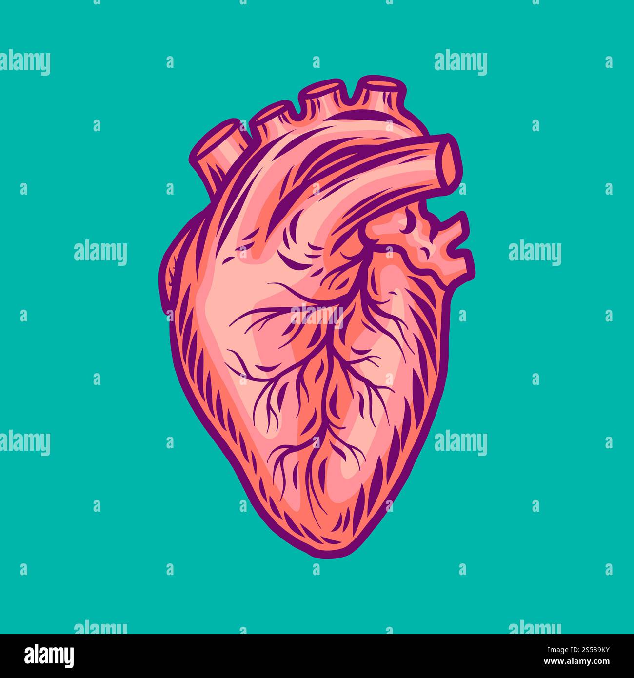 Human heart icon. Hand drawn illustration of human heart vector icon ...