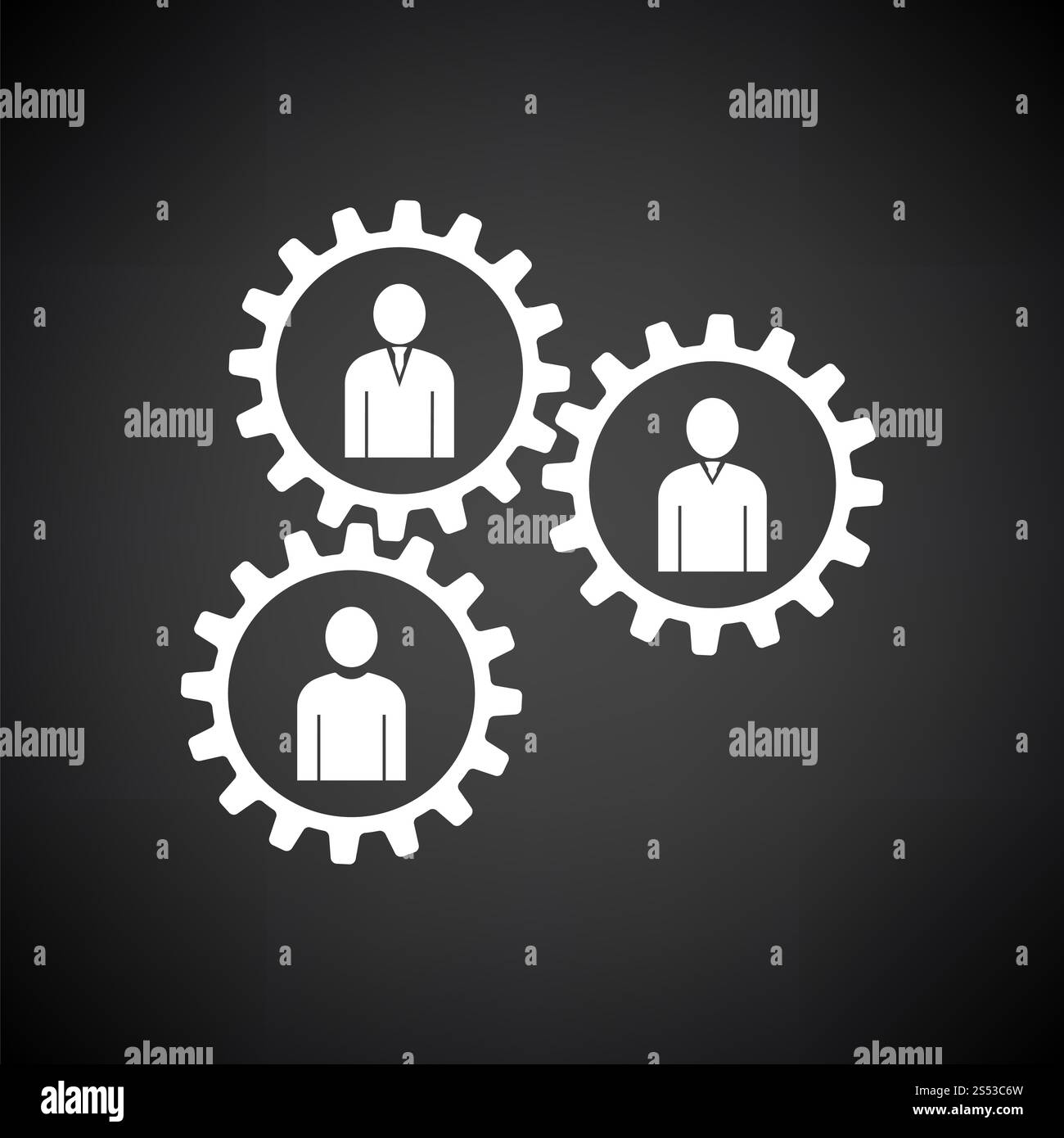 Teamwork Icon. White on Black Background. Vector Illustration Stock ...
