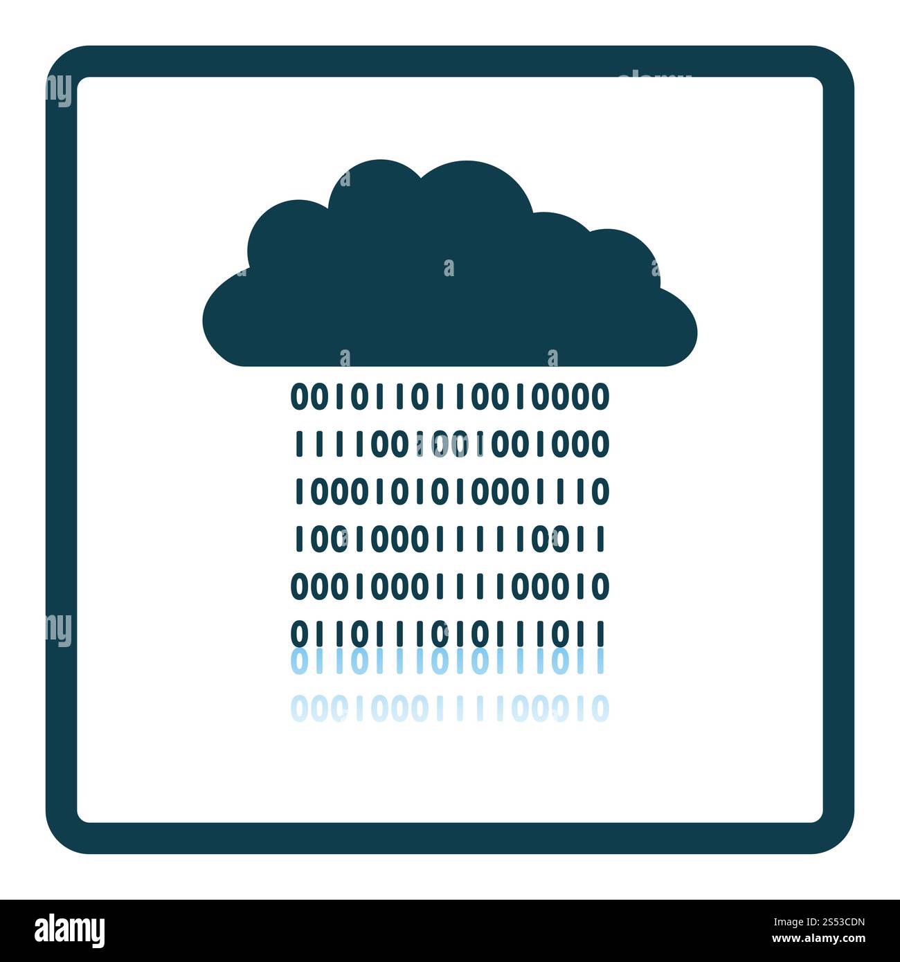 Cloud Data Stream Icon. Square Shadow Reflection Design. Vector Illustration. Stock Photo