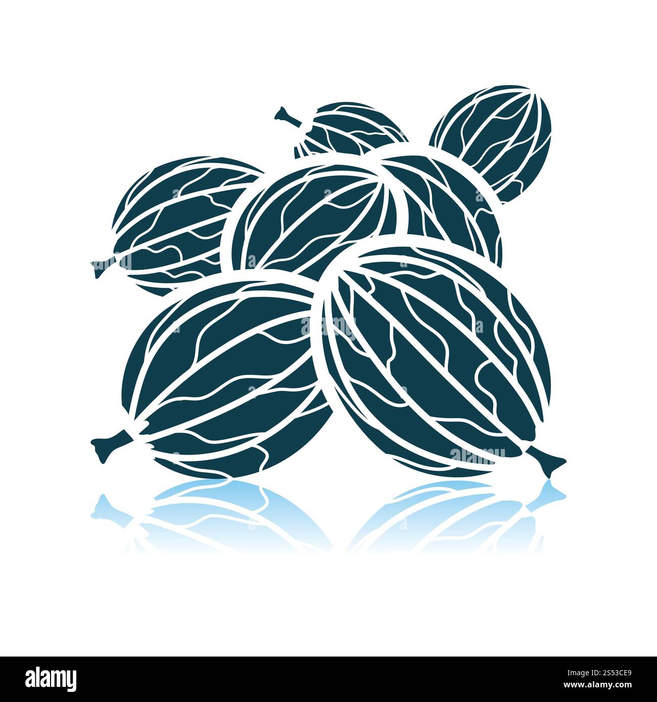 Gooseberry Icon On Gray Background. Shadow Reflection Design. Vector ...