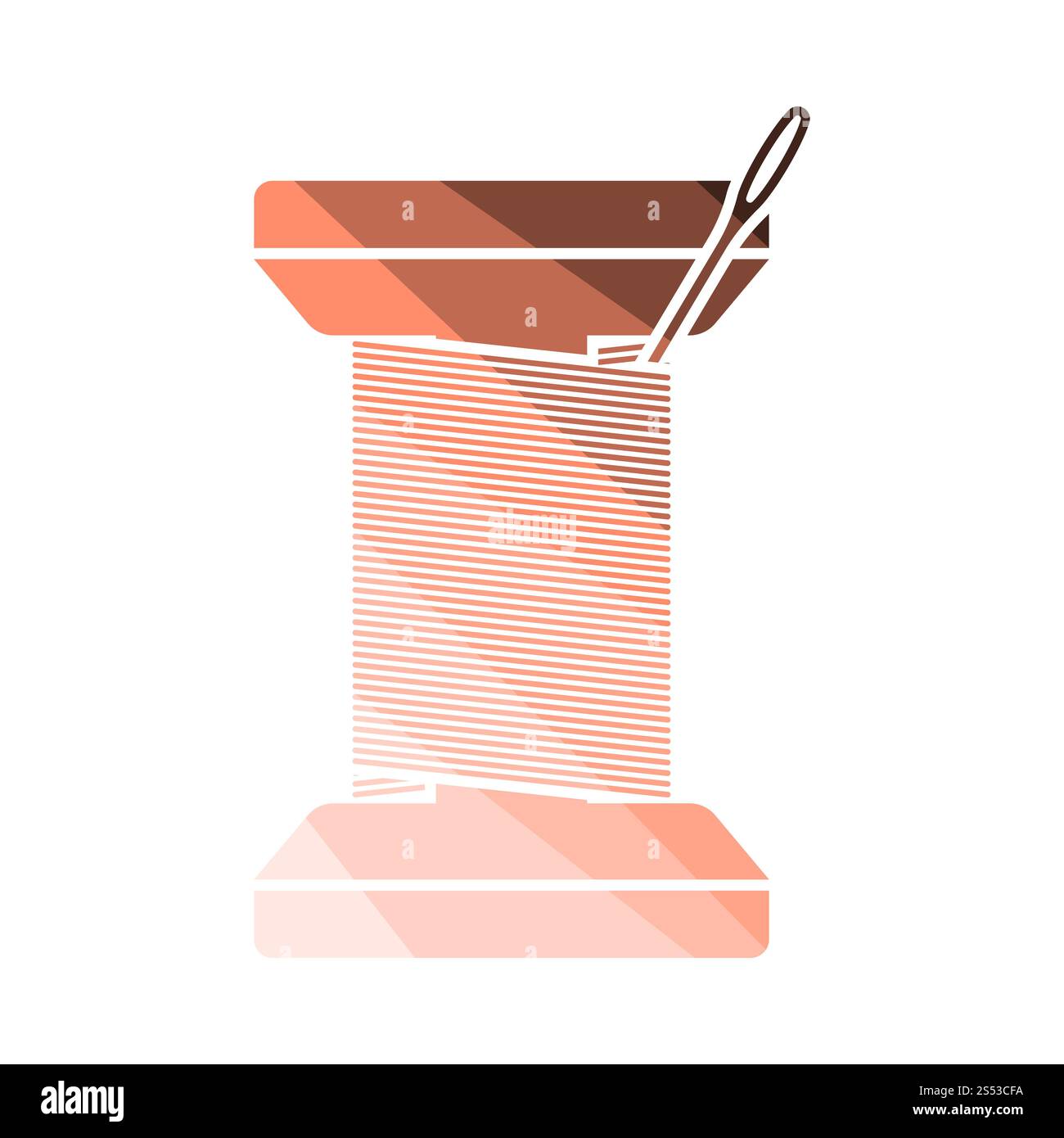 Sewing Reel With Thread Icon. Flat Color Ladder Design. Vector Illustration. Stock Photo