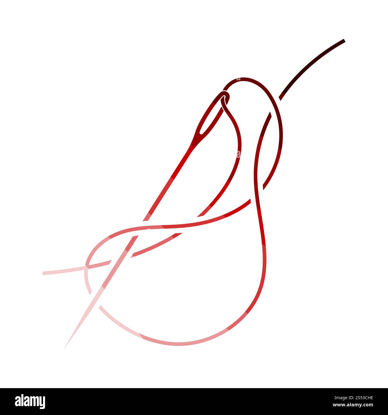 Sewing Needle With Thread Icon. Flat Color Ladder Design. Vector Illustration. Stock Photo