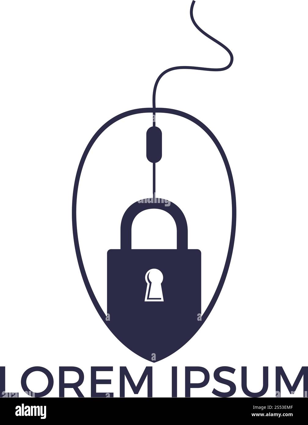 Lock Click Logo Design. Vector lock and click logo combination. Safe and cursor symbol or icon. Stock Vector