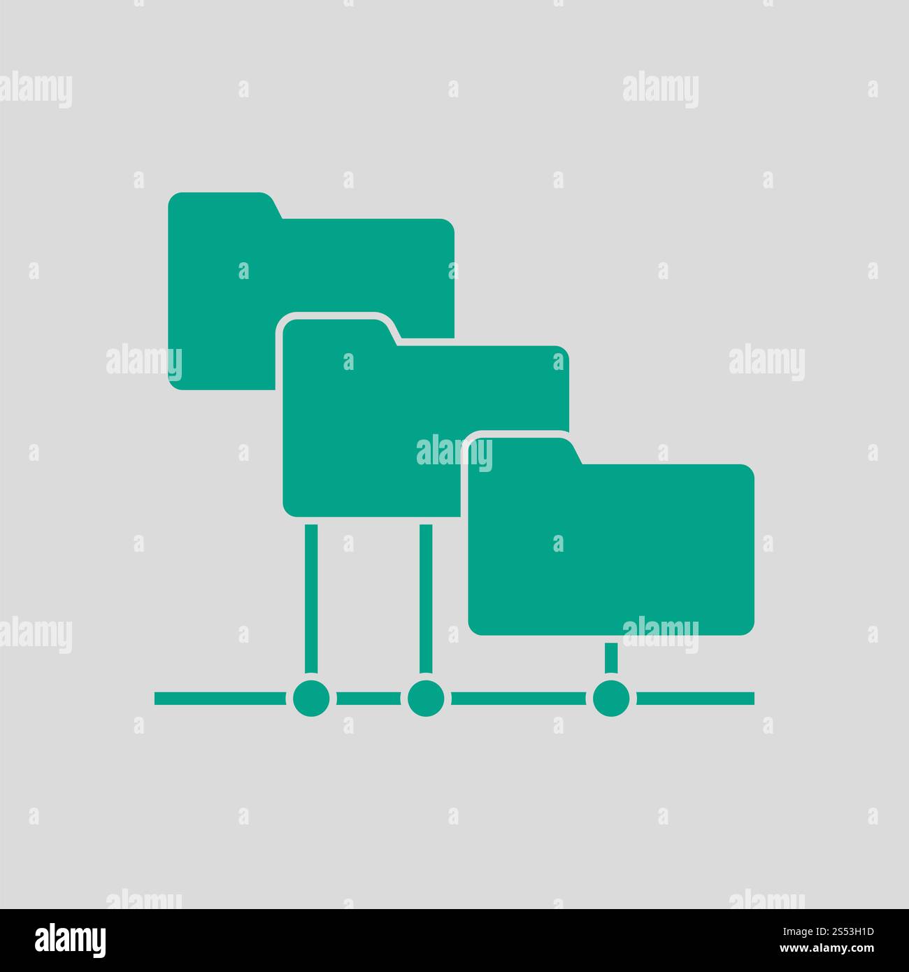 Folder Network Icon. Green on Gray Background. Vector Illustration. Stock Photo