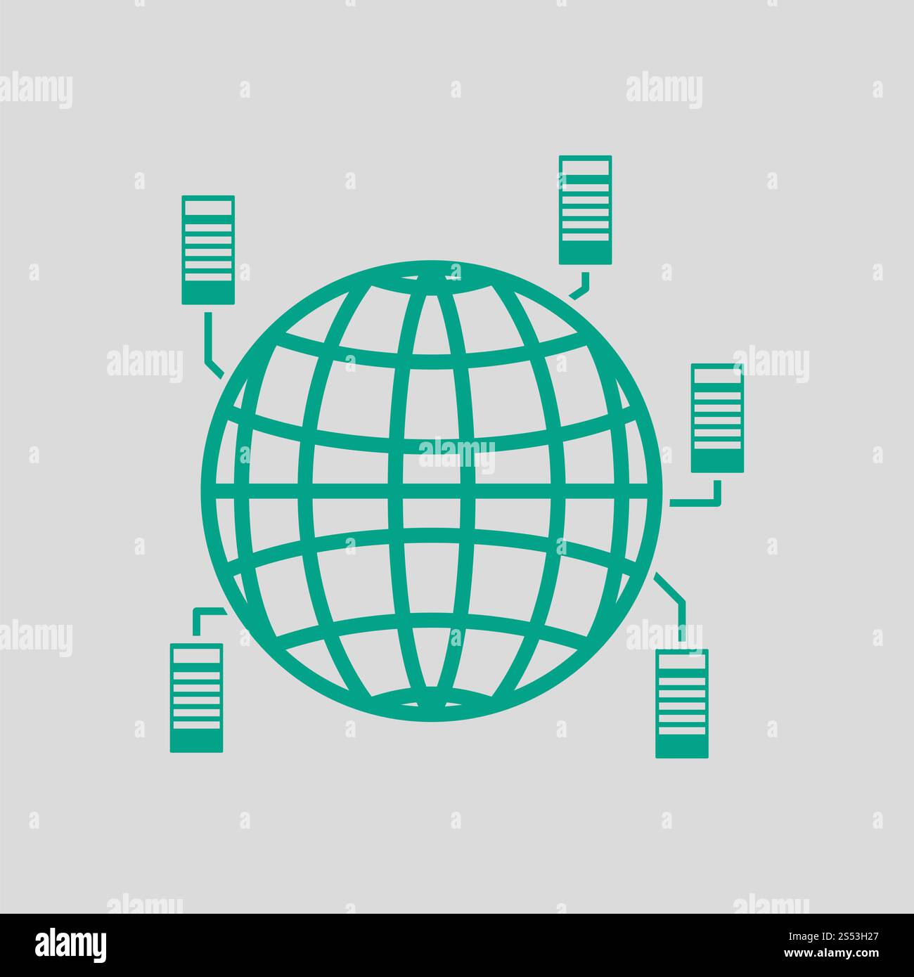 Big Data Icon. Green on Gray Background. Vector Illustration. Stock Photo