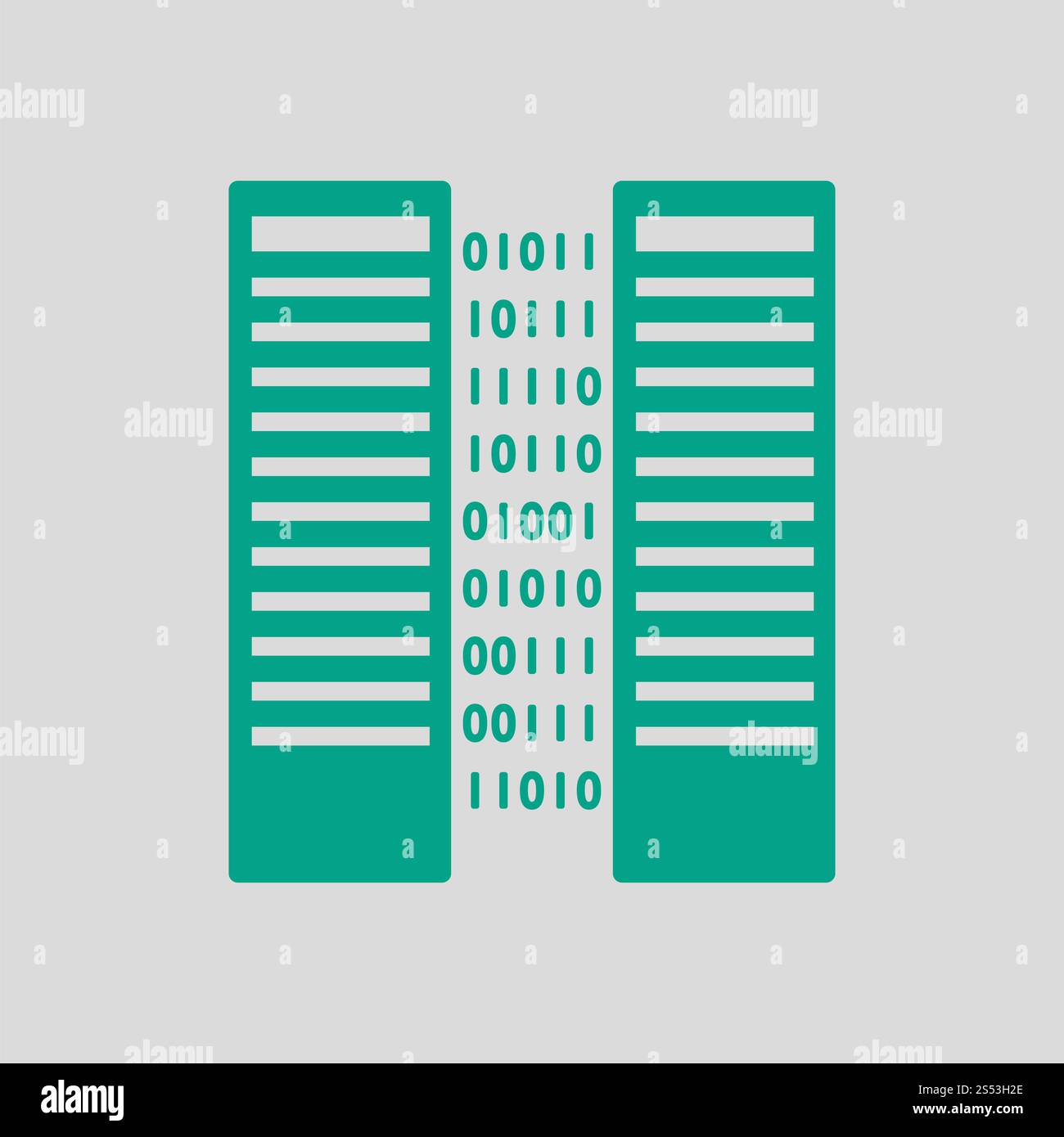 Server Icon. Green on Gray Background. Vector Illustration. Stock Photo