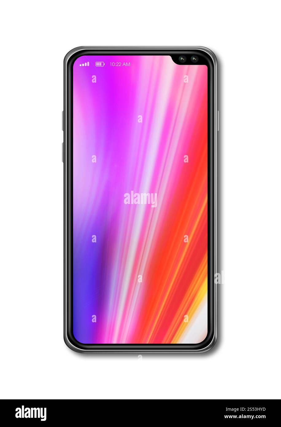 All-screen digital colorful blank smartphone mockup isolated on white ...