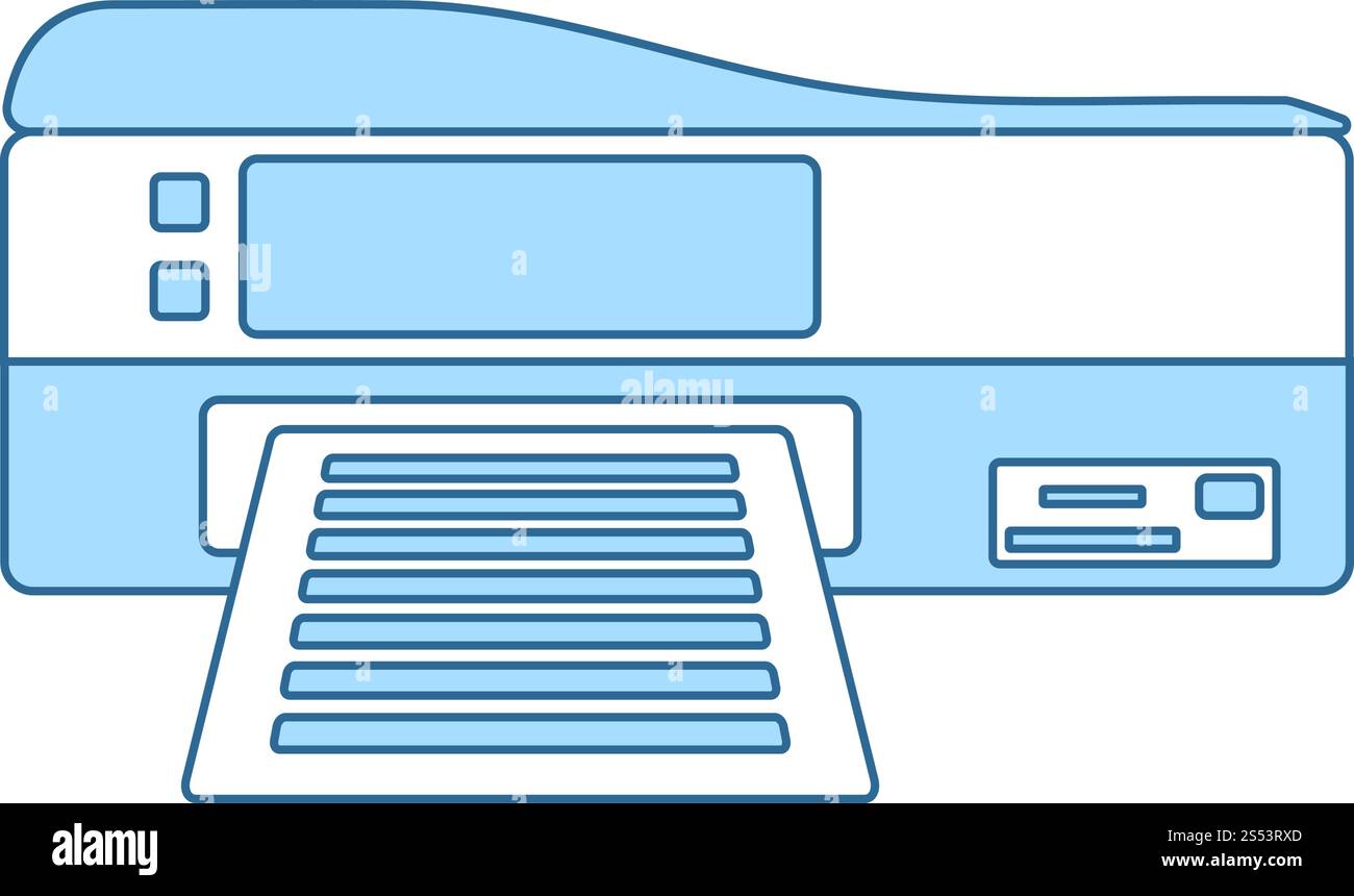 Printer Icon. Thin Line With Blue Fill Design. Vector Illustration ...