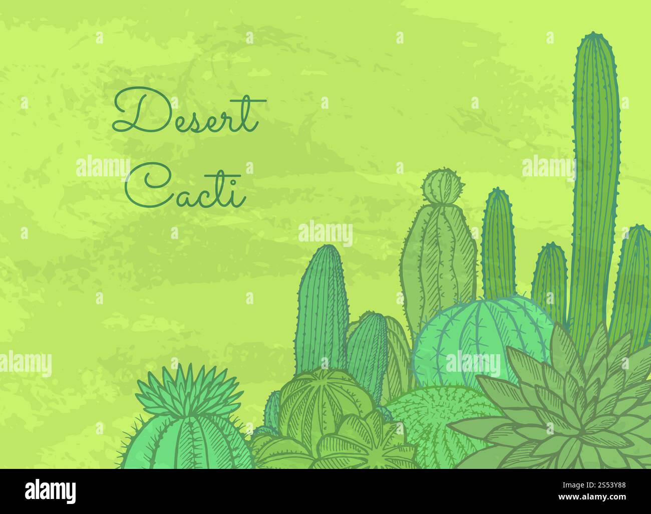 Vector hand drawn wild cacti plants background with place for text ...