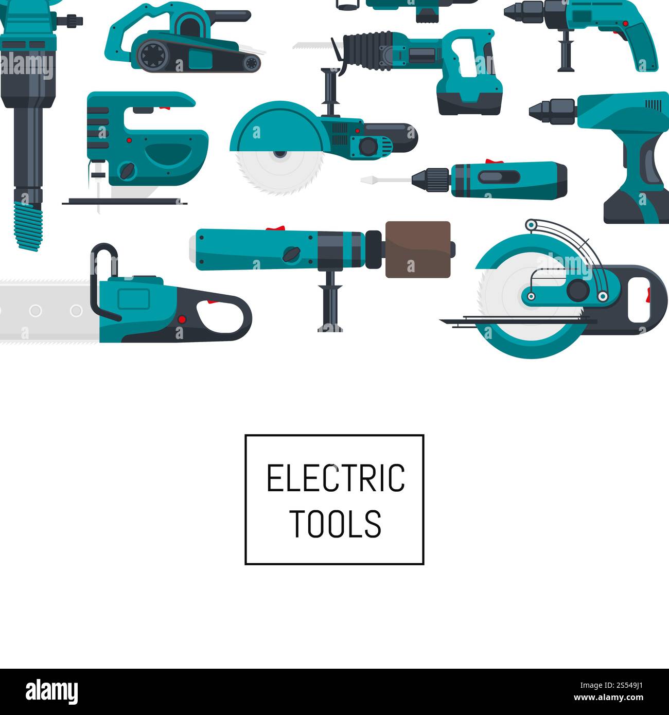 Vector background with place for text with electric construction tools illustration. Vector background with electric construction tools Stock Vector