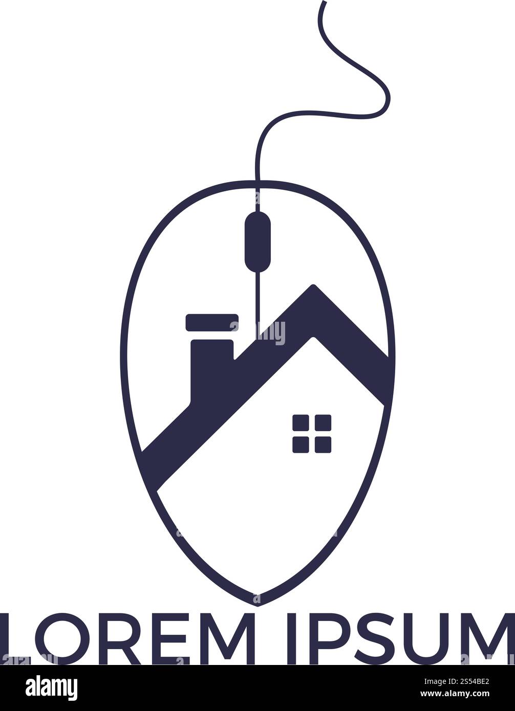 Mouse Home Logo Design. Home Click Logo Design Template. Stock Vector