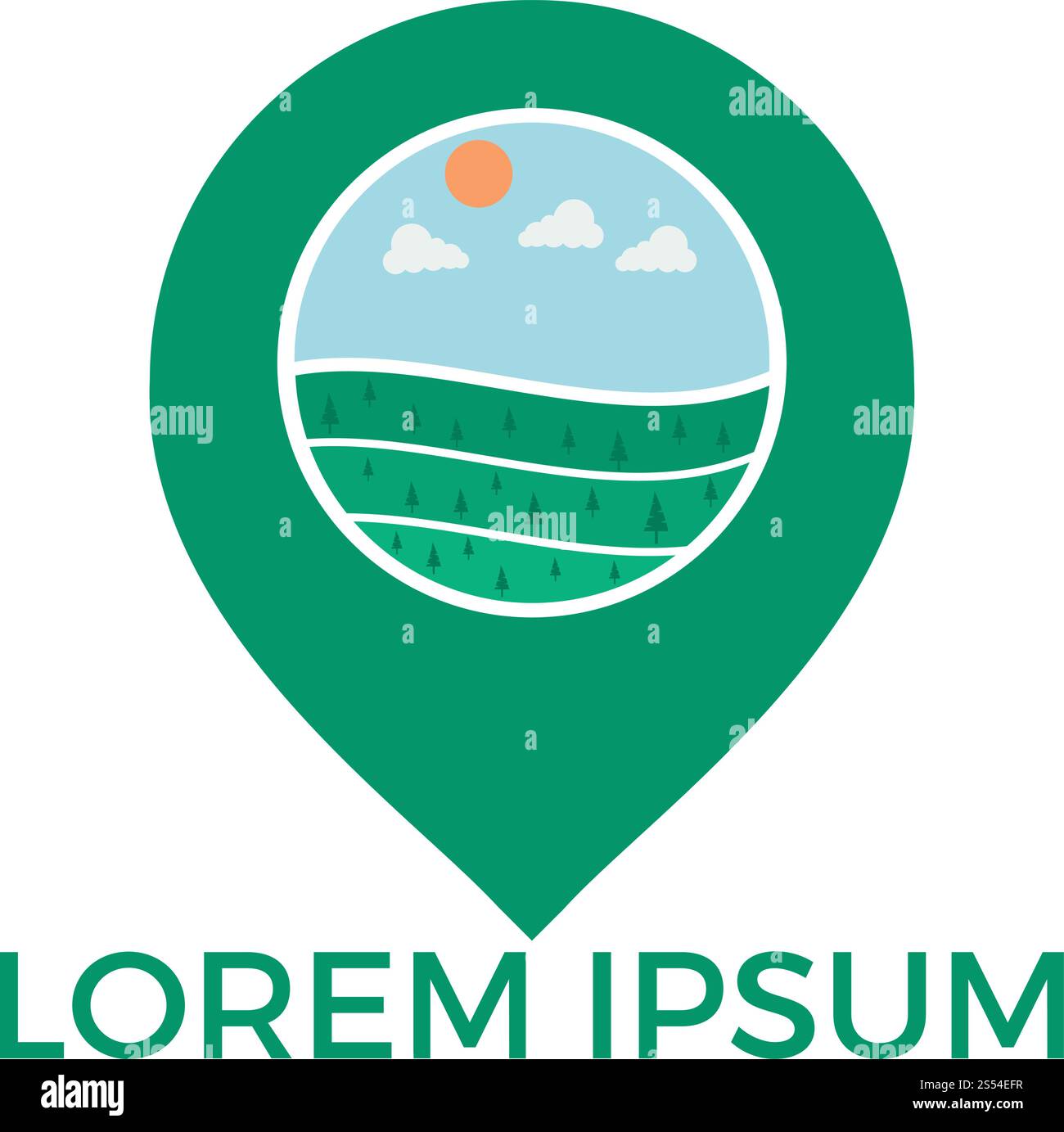 GPS landscape vector logo design. Navigation vector logo. Travel vector ...