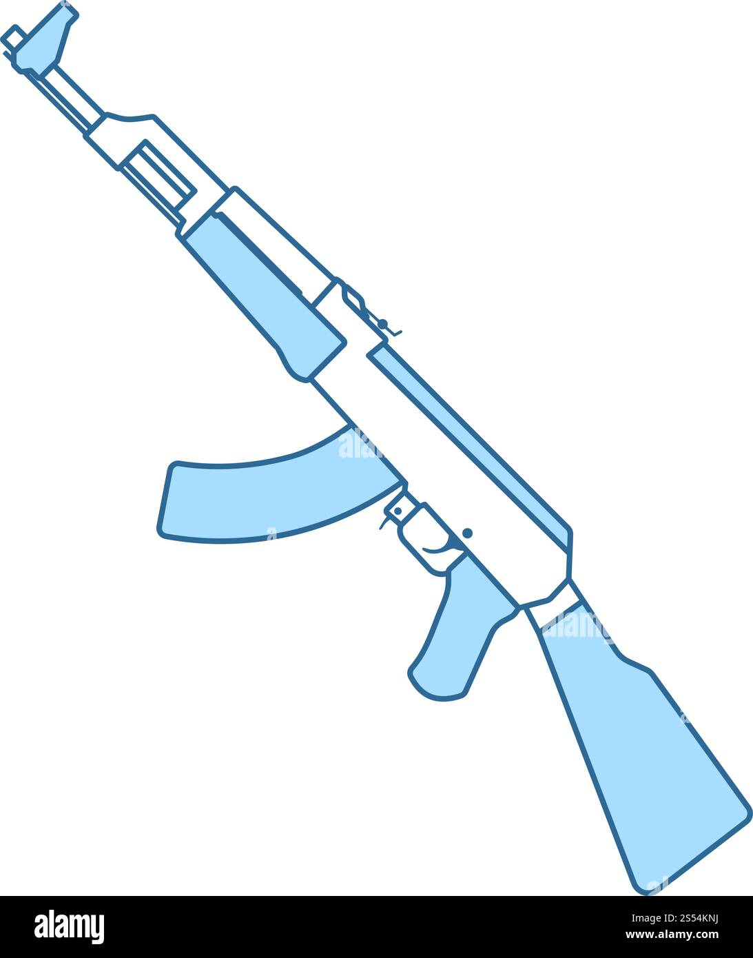 Russian Weapon Rifle Icon. Thin Line With Blue Fill Design. Vector ...