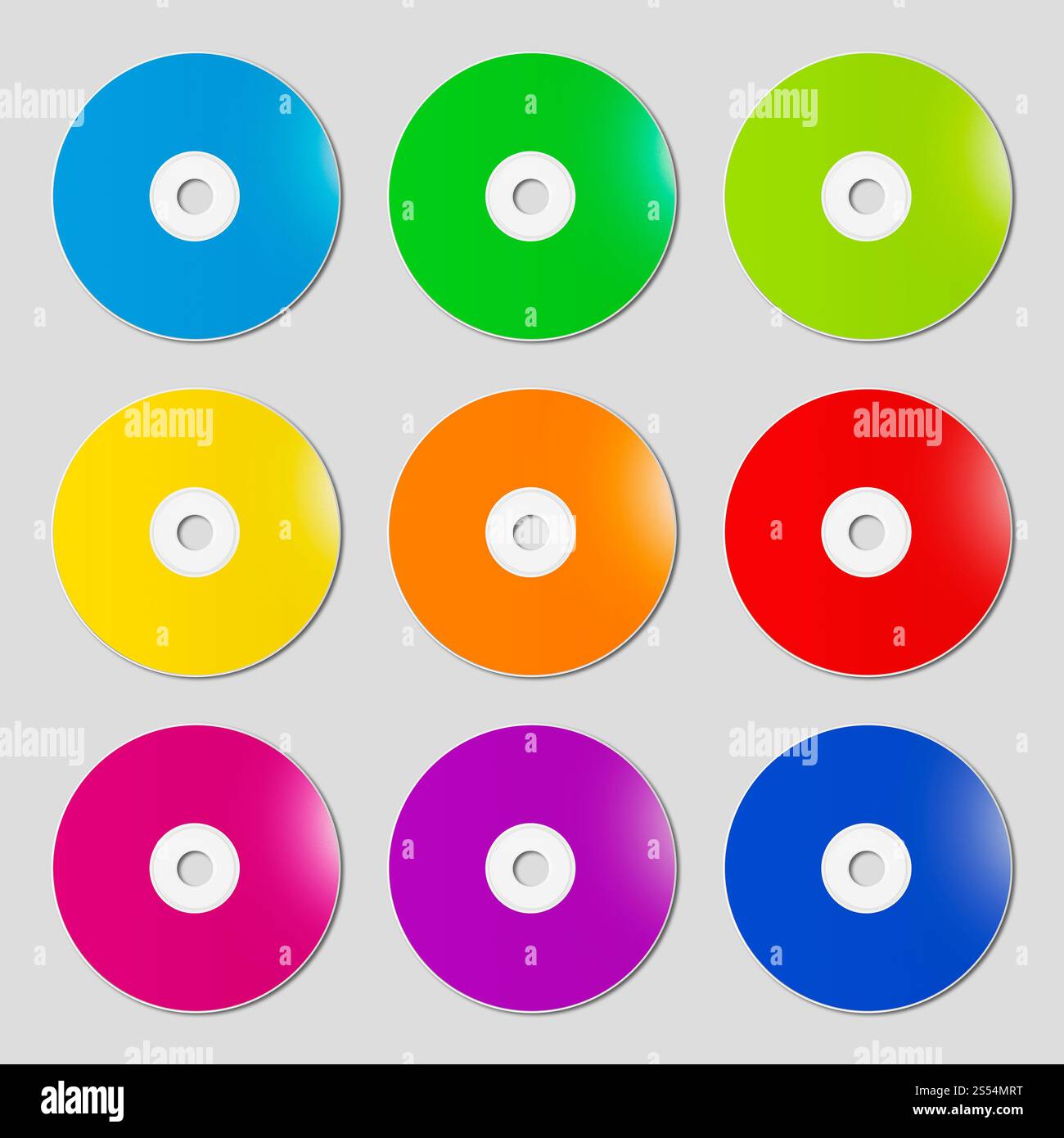 Colorful rainbow CD - DVD range isolated on grey background - mockup ...