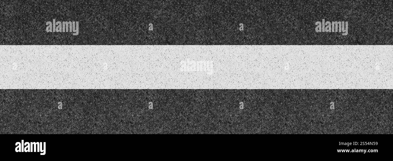 Black asphalt background texture with horizontal white line. Banner ...