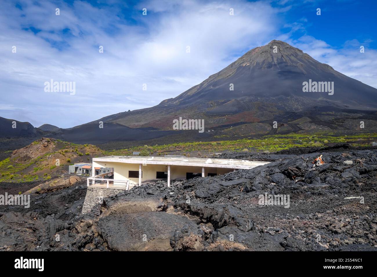 Pico do Fogo and village destroyed by volcanic eruption in Cha das ...