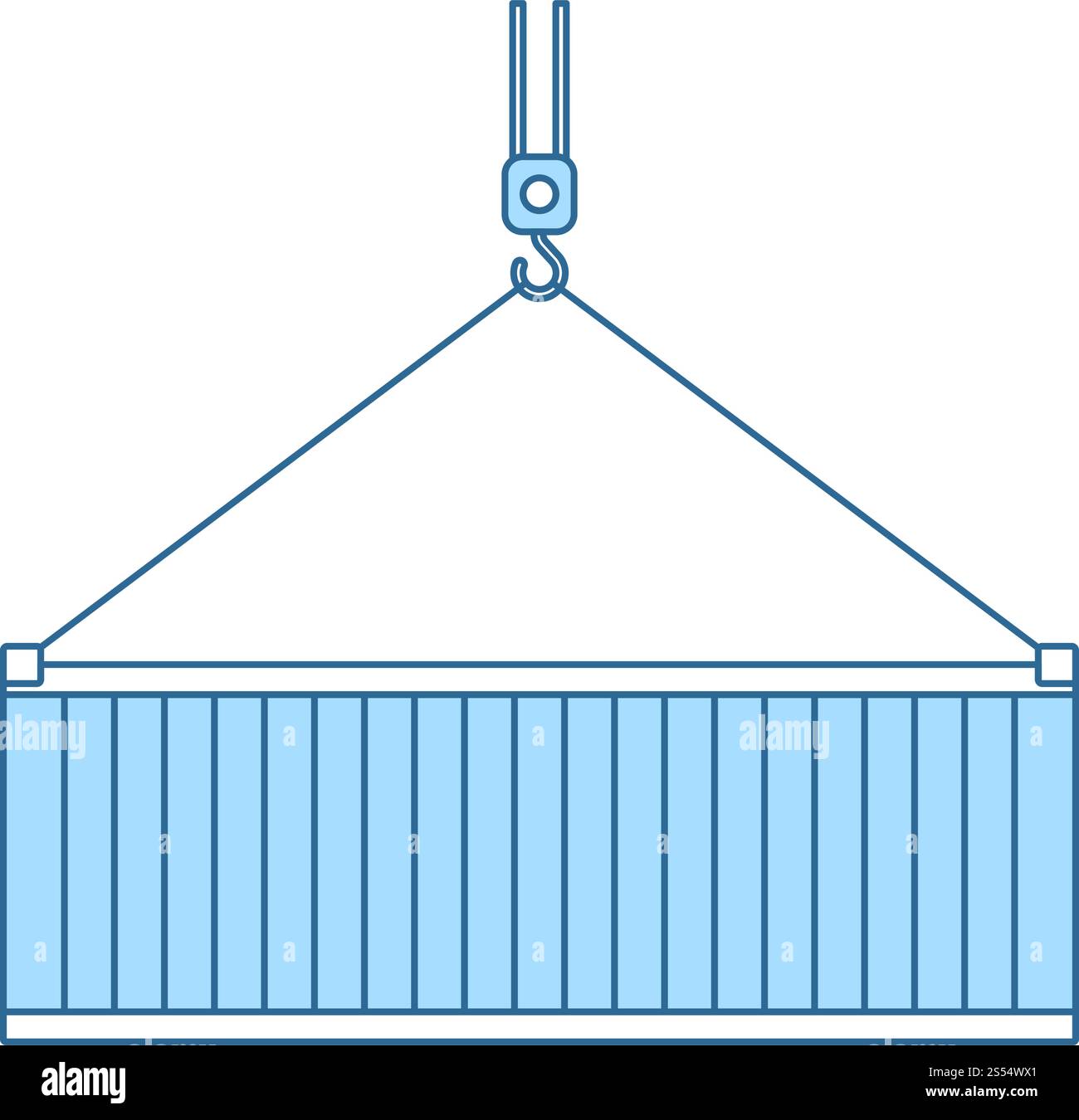Crane Hook Lifting Container. Thin Line With Blue Fill Design. Vector Illustration. Stock Vector