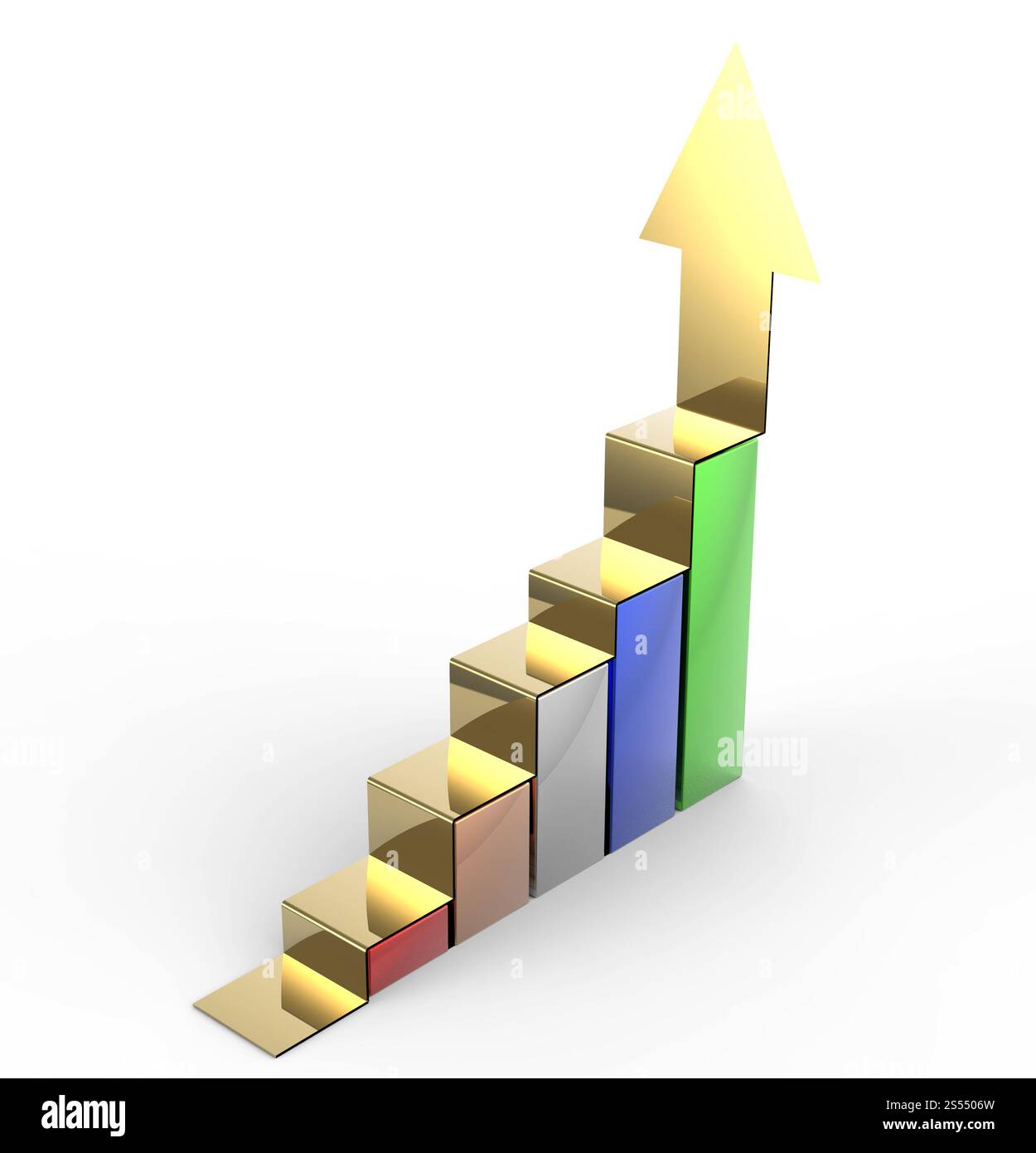 increasing bar graph representing growth on a white... Business graph bar growth on white background Stock Photo - Alamy