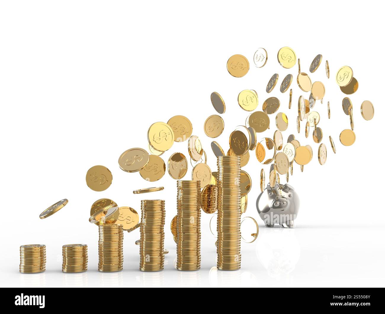 winner piggy bank and coins as concept Stock Photo