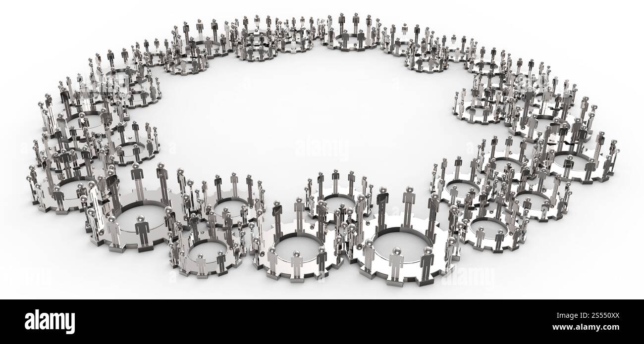 Model of 3d figures on connected cogs as leadership concept Stock Photo ...