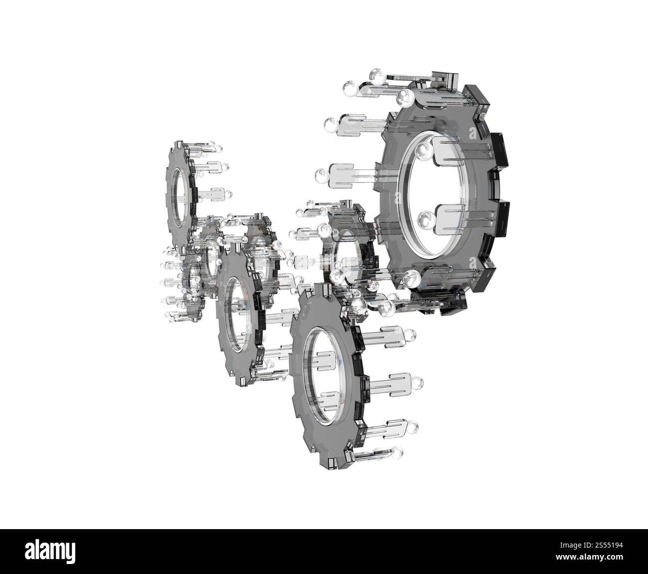 Two Connected Cogs Model of 3d figures on connected cogs as industry concept Stock Photo ...