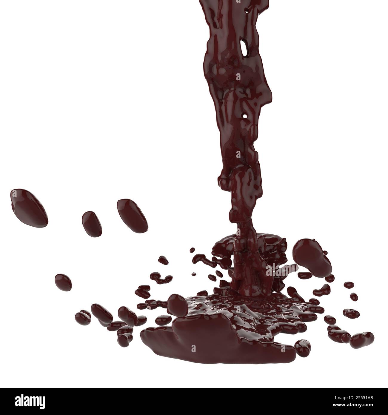 close up melt splash of brown hot chocolate 3d Stock Photo