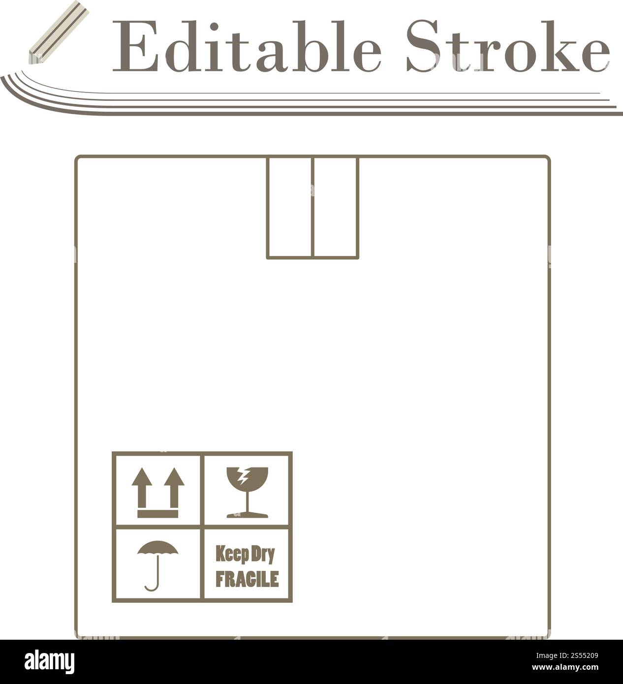 Cardboard Package Box Icon. Editable Stroke Simple Design. Vector ...