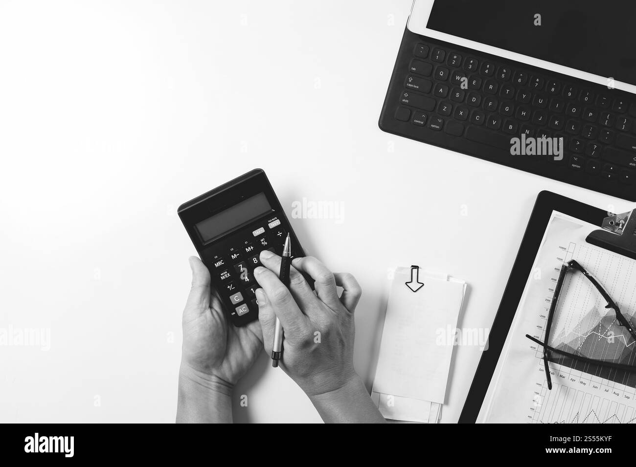 Top view person hand Black and White Stock Photos & Images - Alamy