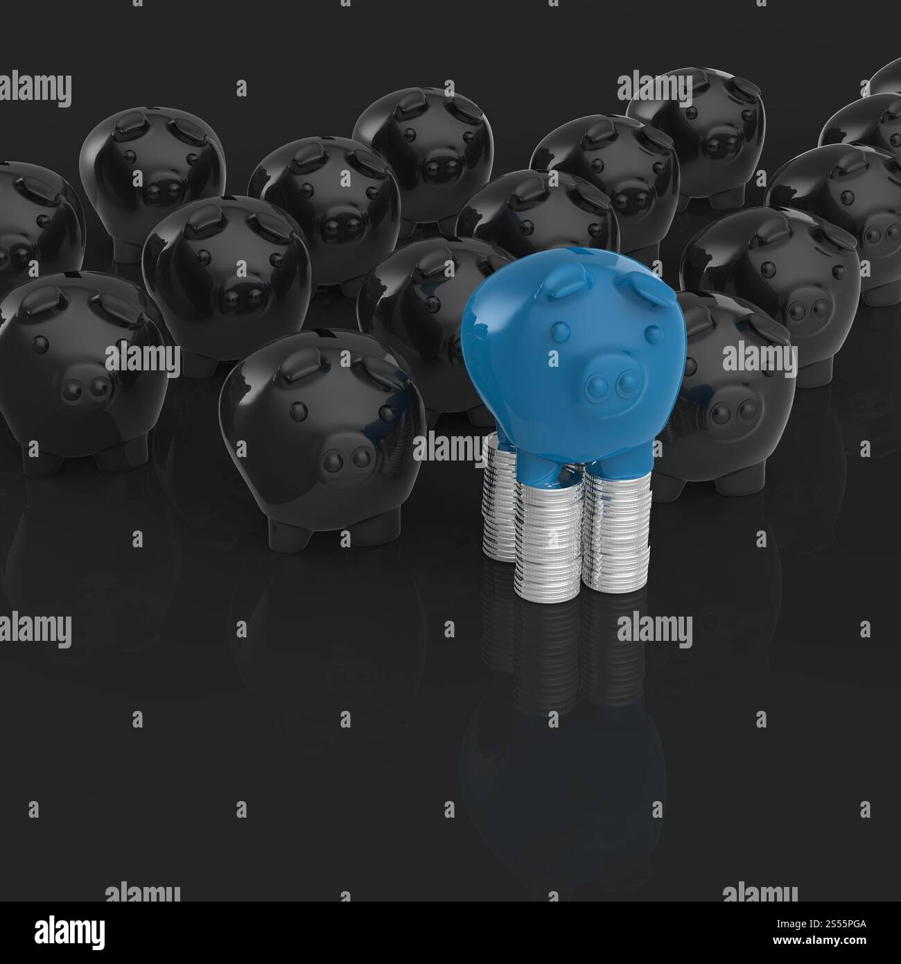 winner 3d piggy bank as leadership concept Stock Photo
