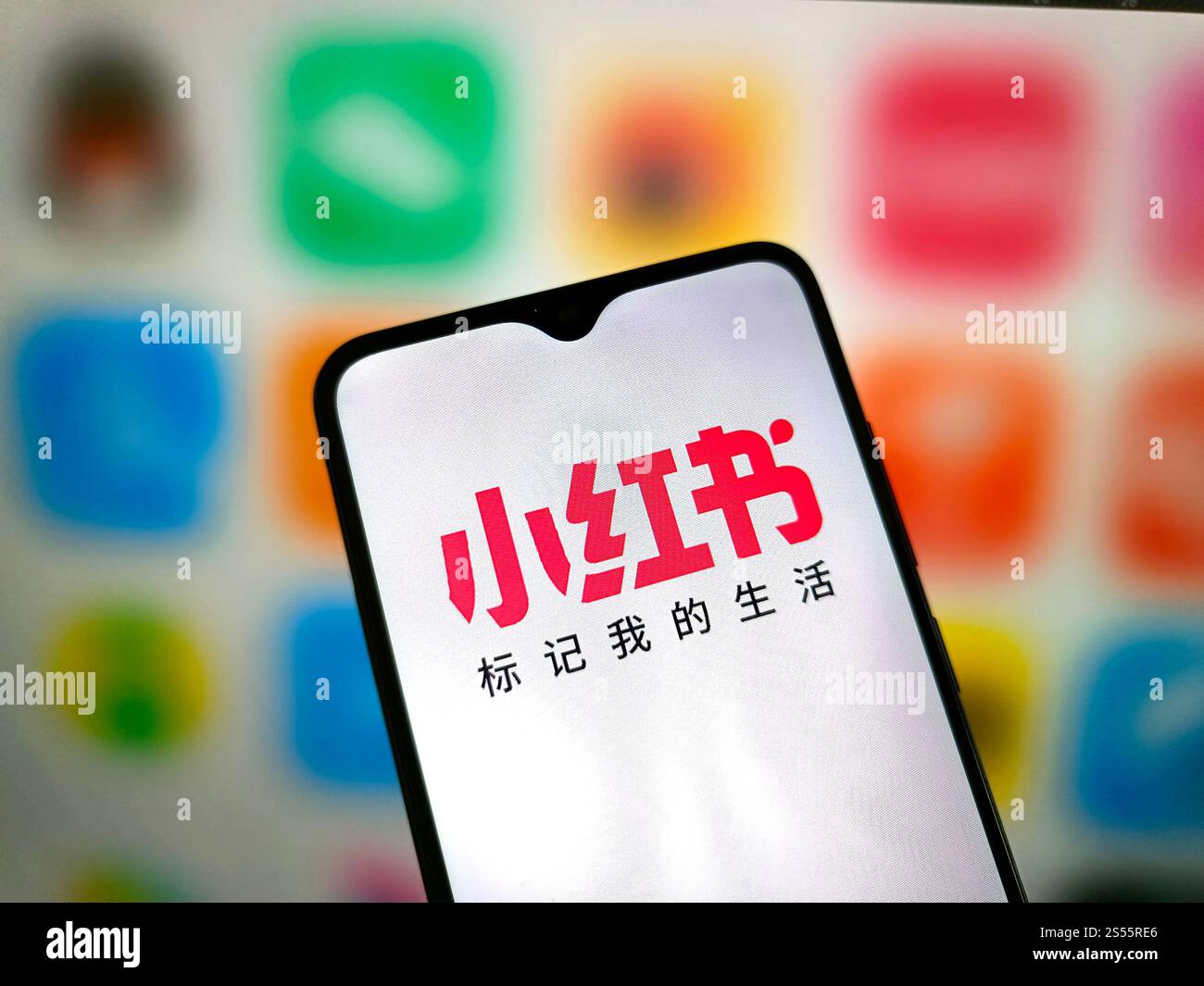 SUQIAN, CHINA JANUARY 14, 2025 A Little Red Book LOGO is displayed