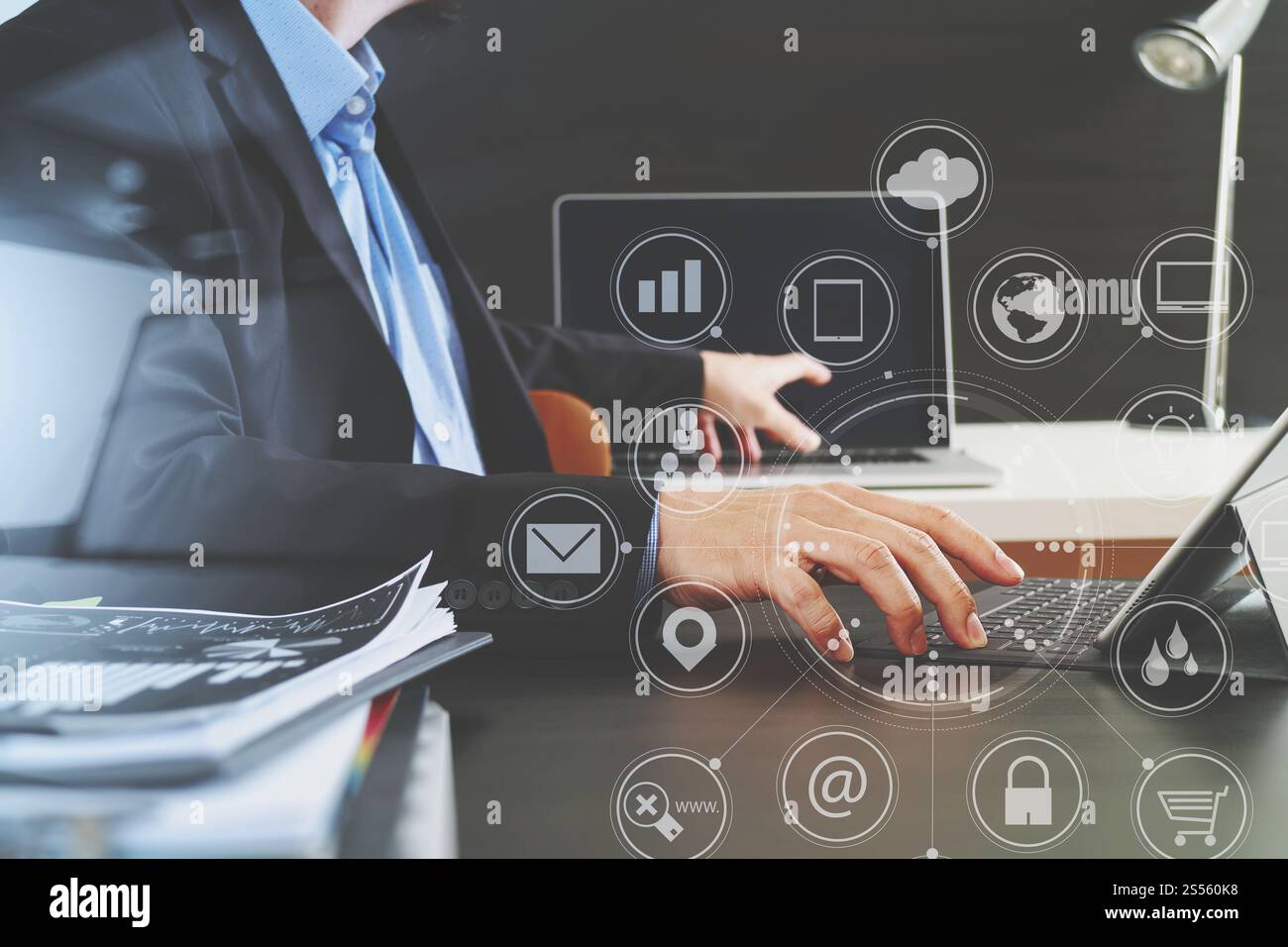 Using laptop person digital icons hi res stock photography and images