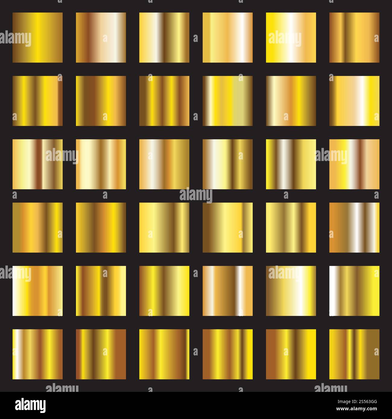 Gold gradient. Golden metal squares vector collection. Metal shiny ...