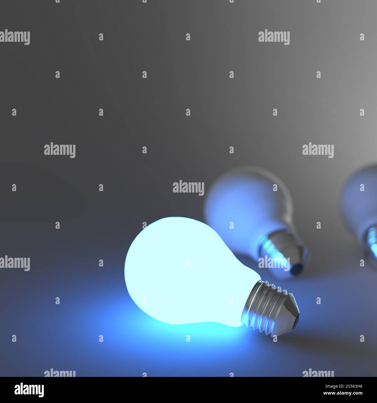 light bulb 3d on blue background Stock Photo - Alamy